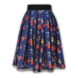 Floral Print Skirt A-Line Lace Blue Grandmillenial Cottagecore J‎ Peterman